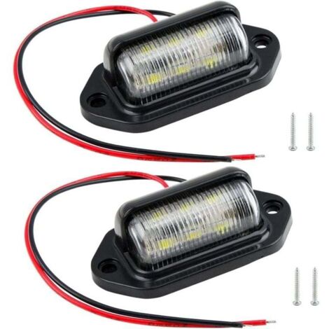 LED Éclairage Plaque Immatriculation Auto Universelle, 2 Pièces Imperméable LED Feux Arrière Lampe 12V-24V, pour Camions, Camionnette, Motos, Caravane, Remorques, SUV, Voiture