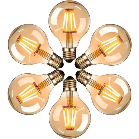 LED-Edison-Glühbirnen, Vintage G80 E27 4 W Glühbirne, Warmweiß 2700 K, Retro-Glühbirne, nicht dimmbar, 6er-Pack