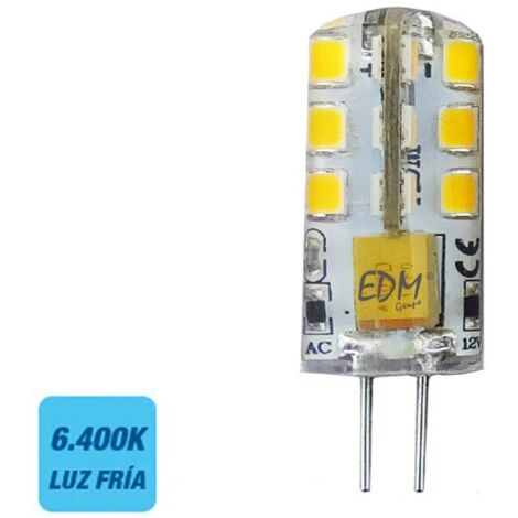 LED EDM Bi-Pin Silikon G4 Glühbirne 12V 2W 180lm 6400K Kaltlicht Ø10x37mm