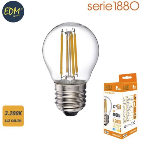 LED-EDM-Filament-Kugelbirne E27 4W 500lm 3200K warmes Licht Ø4,5x7,8cm