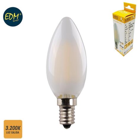 LED-EDM-Filamentkerze, mattes Glas, E14, 4,5 W, 470 lm, 3200 K, warmes Licht, Ø 3,5 x 9,8 cm