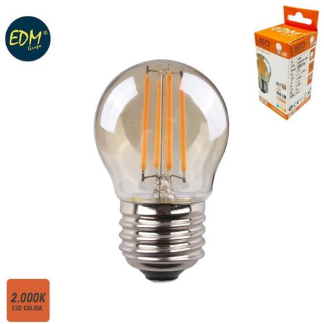 LED-EDM-Glühlampe, Vintage-Glas, kugelförmig, E27, 4,5 W, 400 lm, 2000 K, warmes Licht, Ø 4,5 x 7,8 cm
