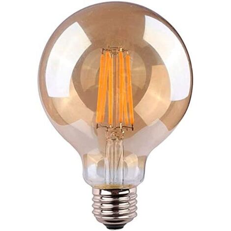 LED-EDM-Glühlampe, Vintage-Glaskugel, E27, 8 W, 720 lm, 2000 K, warmes Licht, Ø 12,5 x 17 cm
