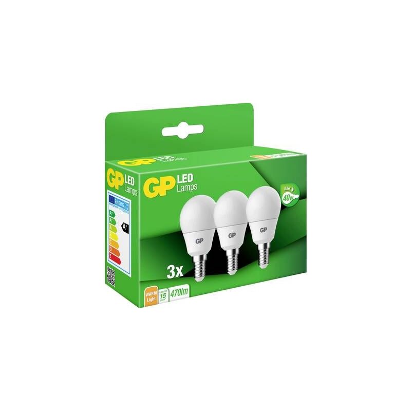 Led E14 Gp Batteries A45 mini-kugel 740GPMGL087854B3 5.6 w = 40 w blanc chaud (ø x l) 45 mm x 84 mm 3 pc(s)