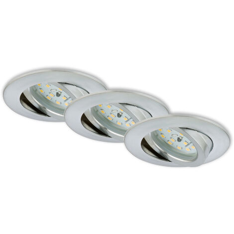 LED Einbauleuchte BRILONER LEUCHTEN ATTACH DIM, 6,5 W, 570 lm, IP23, aluminiumfarbig, Kunststoff, Dimmbar, 3er Set, Ø 8,2 cm