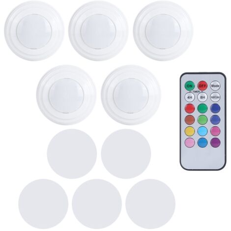 LED-Einbauleuchte mit Fernbedienung und Timer für Küche, Kleiderschrank und Schrank – Einstellbare Helligkeit, 13 Farben, kompaktes ABS-Design