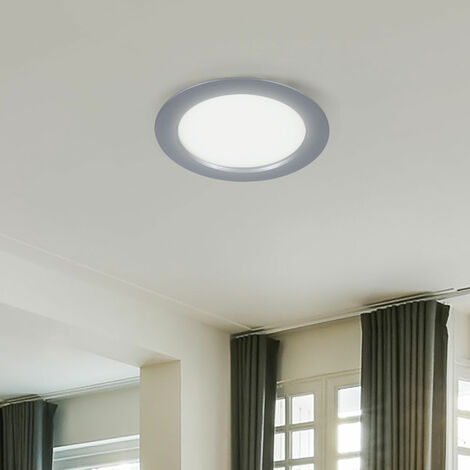 LED Einbaupanel Deckenleuchte LED Deckenpanel Bürolampe Decke rund silber, LED 10W 680 Lm kaltweiß, DxH 18x1,7 cm