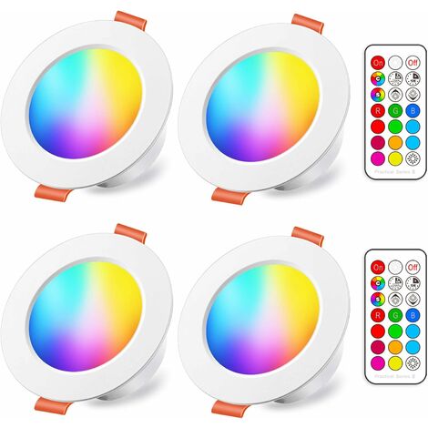 LED-Einbaustrahler 10 W RGB dimmbar RGB Warmweiß (4 Stück)