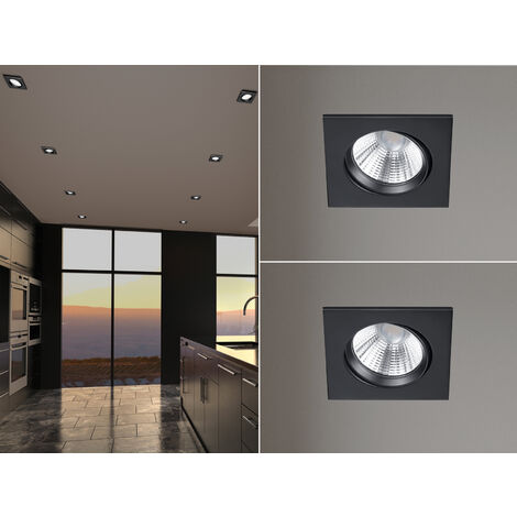 LED Einbaustrahler 2 Stück eckig schwenkbar dimmbar Schwarz 5,5W Deckenlampen