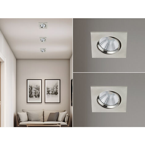 LED Einbaustrahler 2er Set eckig schwenkbar dimmbar Nickel matt 5,5W Deckenlampe