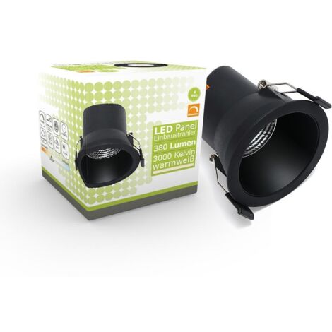 LED Einbaustrahler 6W Ø81mm 40° dimmbar - Lichtfarbe: Warmweiß 3000K - Farbe: Schwarz