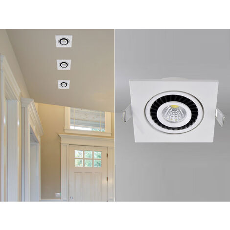 LED Einbaustrahler BARI Weiß eckig mit schwenkbarem Spot - 8,5cm