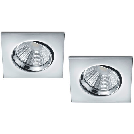 LED Einbaustrahler Decke 2er Set eckig schwenkbar dimmbar Chrom glänzend 5,5W