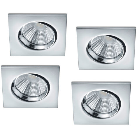 LED Einbaustrahler Decke 4er Set eckig schwenkbar dimmbar Chrom glänzend 5,5W