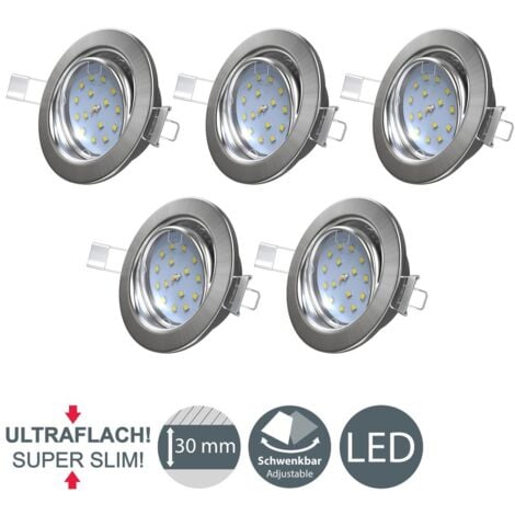 B.K.LICHT LED Einbaustrahler Deckenspots 5er Set Einbauleuchte ultra-flach 5W Schwenkbar