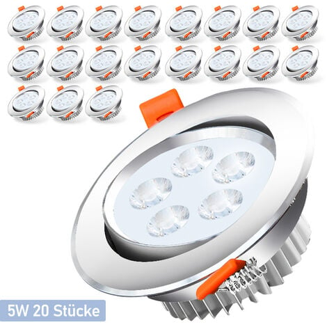 SWANEW LED Einbaustrahler Deckenstrahler Einbauleuchten Decke LED Deckenspots Spots Deckenleuchte Einbauspots Einbauleuchten für das bad Küche Schlafzimmer 20X 5W Kaltweiß