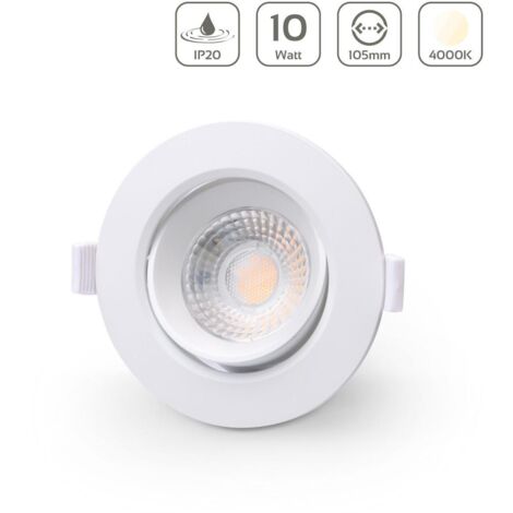 LED Einbaustrahler IP20 10W Ø105mm 36° dimmbar - Lichtfarbe: Neutralweiß 4000K