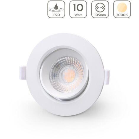 LED Einbaustrahler IP20 10W Ø105mm 36° dimmbar - Lichtfarbe: Warmweiß 3000K