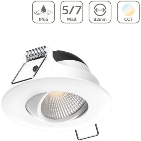 LONGLIFE LED GMBH BY HK LED Einbaustrahler IP65 CCT 5/7W Ausschnitt Ø68mm 50° dimmbar Reflektor - Farbe: weiß
