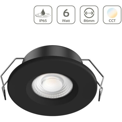 LED Einbaustrahler IP65 CCT 6W Ausschnitt Ø68mm 40° dimmbar - Abdeckring: schwarz