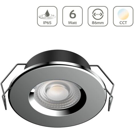 LED Einbaustrahler IP65 CCT 6W Ausschnitt Ø68mm 40° dimmbar - Abdeckring: silber