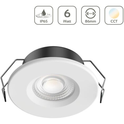 LED Einbaustrahler IP65 CCT 6W Ausschnitt Ø68mm 40° dimmbar - Abdeckring: weiß