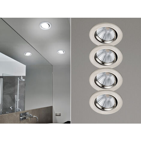 LED Einbaustrahler rund 4er Set Ø 8,5cm schwenkbar dimmbar Nickel matt 5,5W