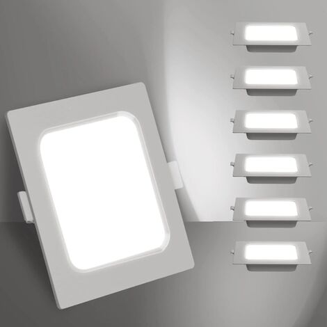 LED Encastrable, 6W équivalent à 72W, 6500K Lumière Blanche Froide, Blanc, Spot LED Interieur Encastrable, LED Hublot, Ф105mm, Pack de 6 [Energy Efficiency Class A+]