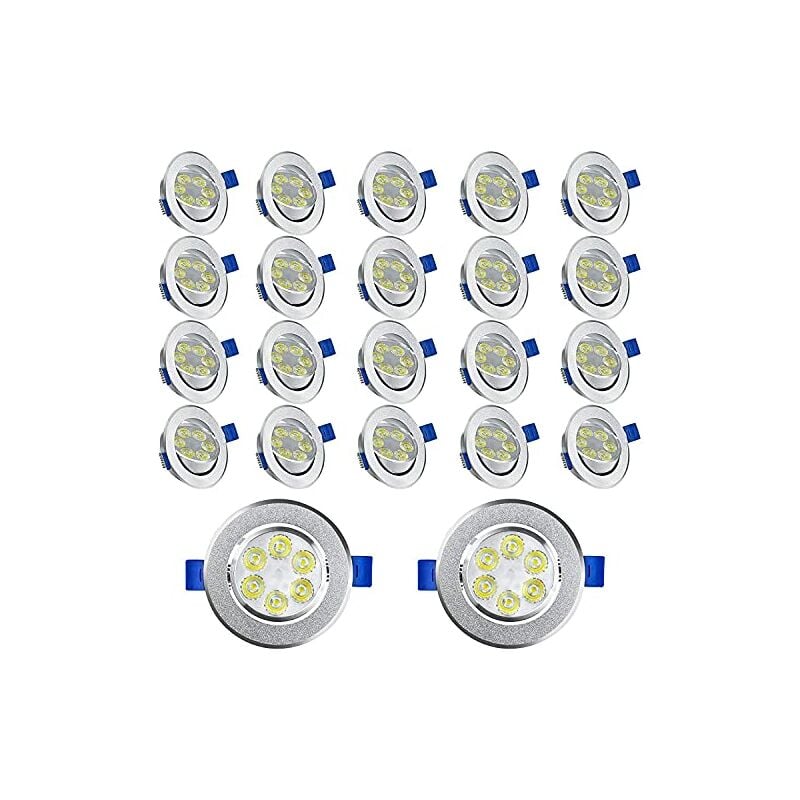 Led Encastrables Plat 3W 230V Luminaire Spot Plafond Encastré Aluminium Mini - 20x3W,Blanc Froid Naizy