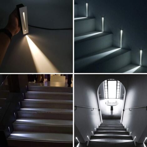 LED Encastré Escalier Lumière Étape Lumière 3W 220 V Intérieur Coin Applique Murale Étape Décoration Lampe Couloir Escalier Lampe Avec CREE Puce, 2 pièces, Blanc, 3000k