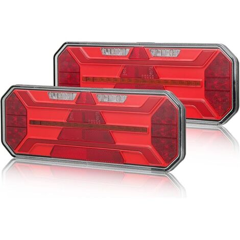 Led Ensemble Feux Arrière De Remorques12V24V,2PCS Feu Eclairage Remorque LED Dynamiqu,Feux Arriere Homologue,LED Indicateur Éclairage Antibrouillard Recul Etanche Tracteur Homologué E-Mark