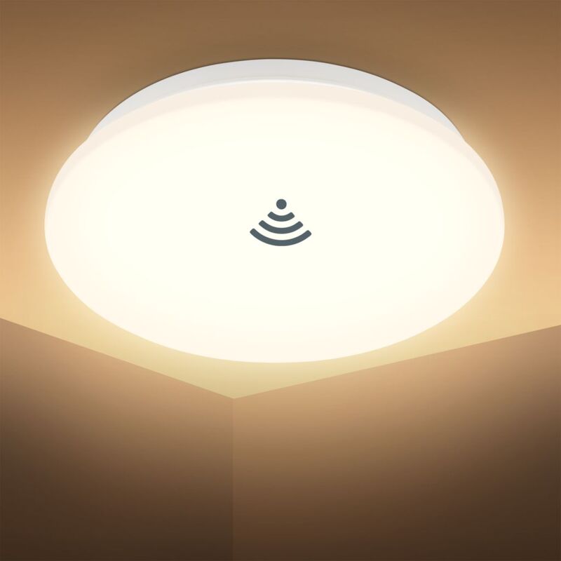 B.k.licht Deckenlampe Ø26 Cm - 12w, 1190lm, Led, Mit Bewegungsmelder, Ip44, Warmweiß, Weiß