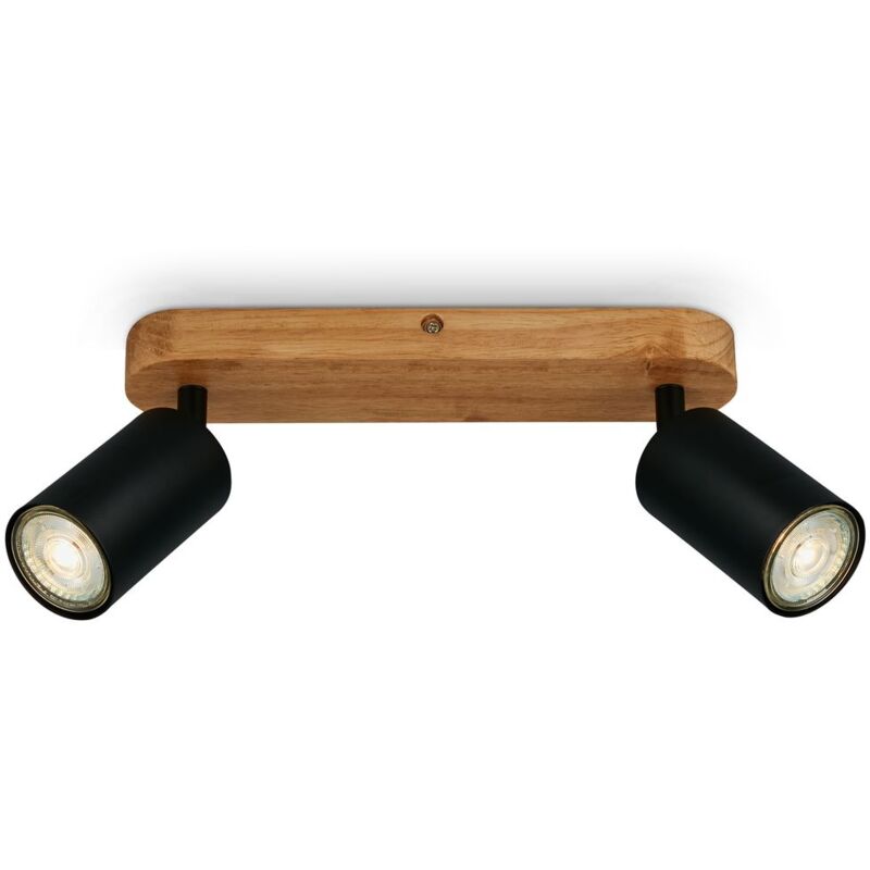 B.k.licht - Deckenstrahler - Schwenkbar, Gu10 Fassung, 2-flammig, Schwarz-holz