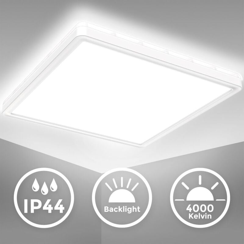 B.k.licht - led Panel 29x29 cm - 18W, 2400lm, IP44, flach, neutralweiß, weiß