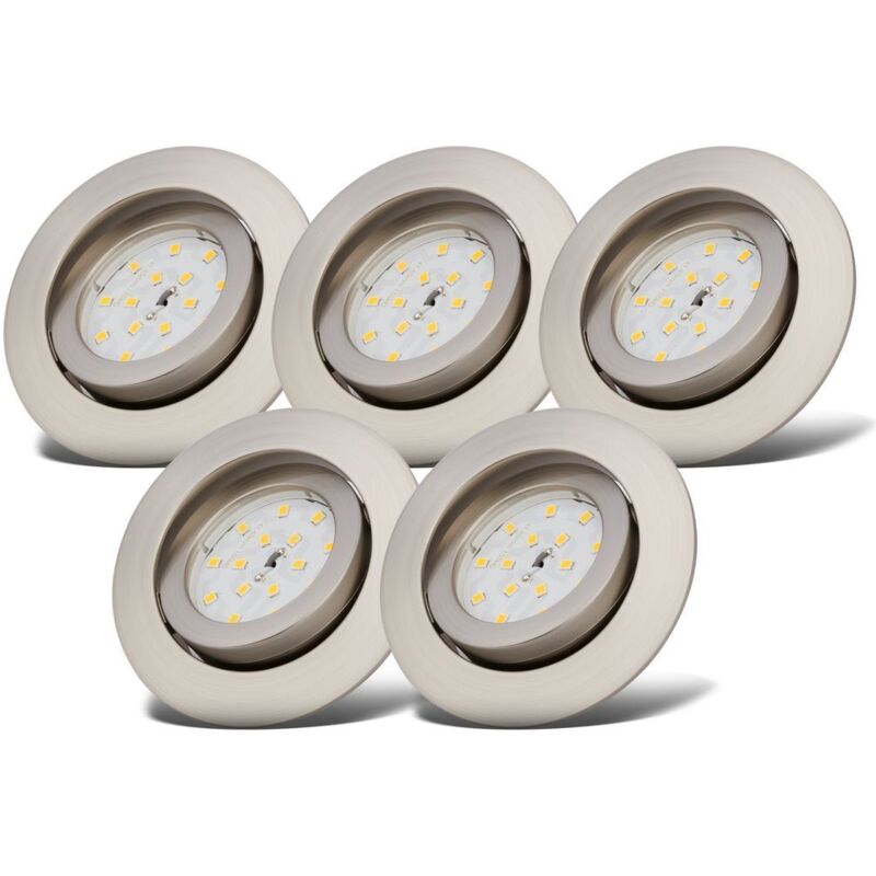 B.K.Licht Led Einbauleuchte "5er Set Einbaustrahler, Dimmbare Deckenstrahler, Flache Spots" Led-Board Warmweiß 3.000K, 470Lm, 5, 5W, Kunststoff, 8, 2