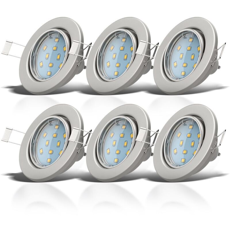 B.k.licht - Einbauspot 10er Set 68mm Lochmaß - Gu10, 3w, 250lm, Led, Warmweiß, Matt-nickel