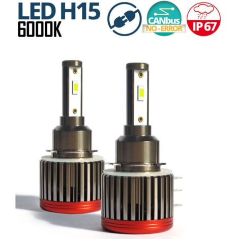 Комплект Лед Led Диодни Крушки F2 H15 12V 24V 72W 10000lm За Фарове Can Bus без Грешки къси/дълги