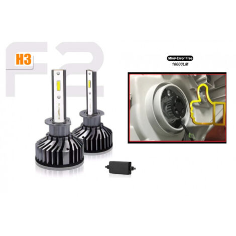 Комплект Умалени Мини Лед Led Диодни Крушки F2 H3 12V 24V 72W 10000lm За Фарове Can Bus без Грешки