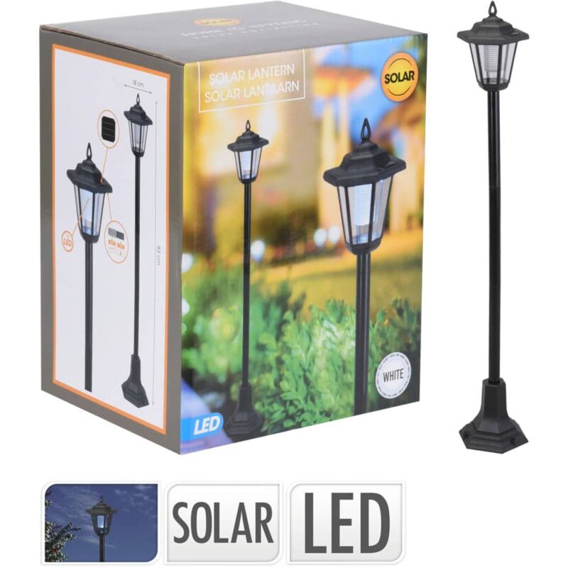 

LED Farola solar LED blanco y negro 18x83 cm - Multicolor