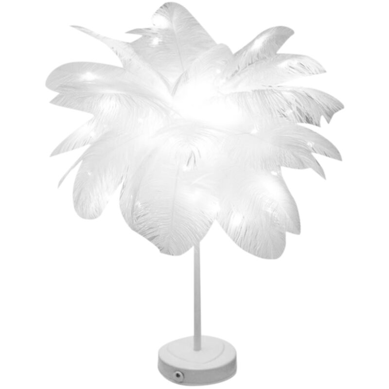 LED FéE Plume Lampe de Bureau Table DéCorative TéLéCommande pour Salon Chambre Fille Mariage DéCor