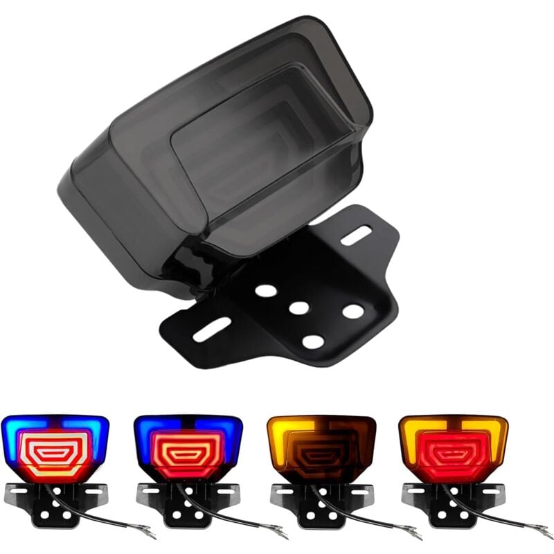 Ersandy - led Feu arrière Moto Intégré Clignotant,LED Feu de Freinage,Feu de Route avec Support de Plaque Imperméable pour Motocyclette 12V-1 Pcs