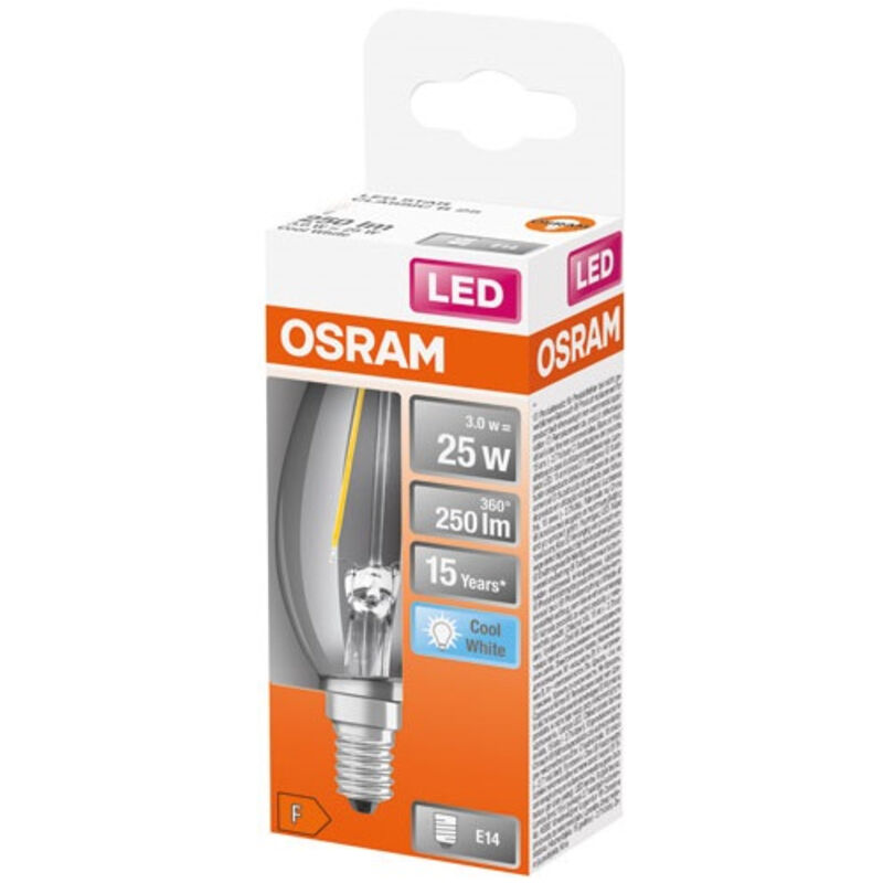 Osram Led Filament Flamme 2, 5 W E14 250 Lm 4000 K Kalt Box - Ledvance Gp