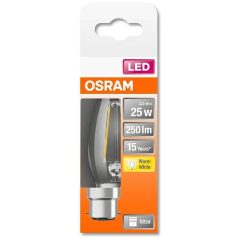 Led Flamme Clair Filament 2.5w B22 Chaud Boite 1 - Osram