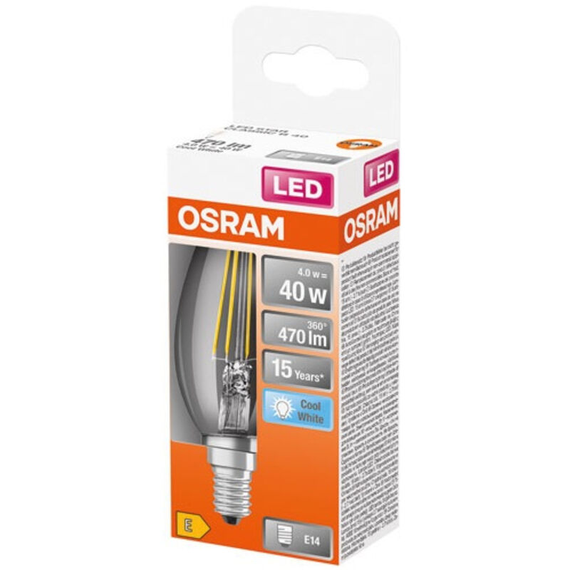 Osram Led Flamme Klar Filament 4w E14 470lm 4000k Kalt X1 - Ledvance Gp