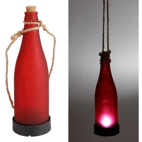 LED-Flaschenleuchte Stimmungslicht Garten-Dekolicht Solarlampe Flaschenlicht - rot
