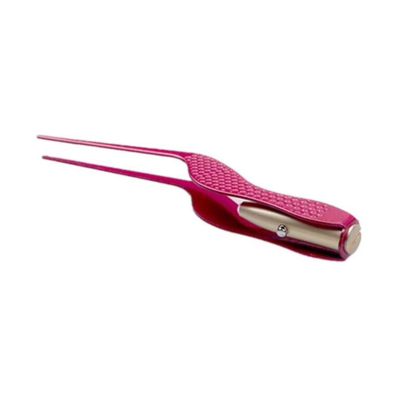 Aougo - led Flashlight, Ear Tweezers, Pointed Tweezers, Multifunctional Tweezers with Flashing Light, Professional Tweezers, Rose Red
