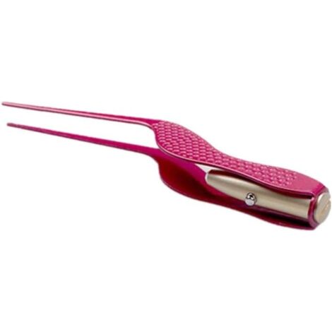 LED Flashlight, Ear Tweezers, Pointed Tweezers, Multifunctional Tweezers with Flashing Light, Professional Tweezers, Rose Red
