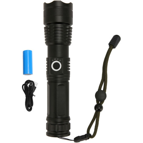 LED Flashlight Zoomable P50 Beads 5000lm 3 Light Modes Battery Display Bright Flashlight for Outdoor Adventure Camping