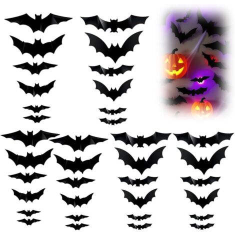LED-Fledermauslichter, leuchtend, 36 Fledermäuse + 36 Lichter, Halloween-Dekoration, Nachtlicht, Wandmontage, Feiertags-Party-Dekoration