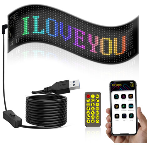 LED Flexible Display APP BT Car Advertising Screen Full Color Intelligent Vehicle Sticker Soft Screen Display IP65 Waterproof Flexible Screen Can Be Bent At Will Customize Picture Mobile APP Control W